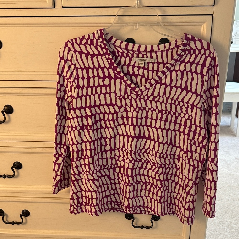 Chico's Vivid Purple and White Blouse